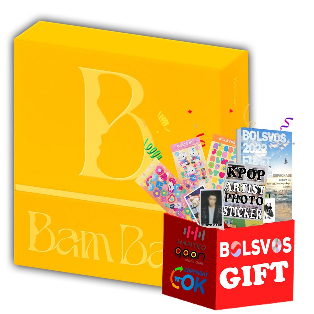 BamBam - B [Bam a Ver.] (2nd Mini Album) Album+BolsVos K-POP eBook (21p),3EA BolsVos Stickers for Toploader, Photocards