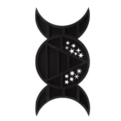 BESTOYARD Floating Shelves Moon Phase Crystal Shelf Small Gothic Wood Art Small Plant Stand Shelf Countertop Moon Crystal Stone Organizer Stand for Home Bedroom Shop Display Shelf
