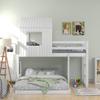 Soild Wood Twin Over Full Bunk Bed for Kids, House Bed Bunk Bed, Loft Bed with Roof/Window/Ladder/Guardrails, Playhouse, Farmhouse Rustic Style Bunk Bed for Bedroom/Dorm view 4