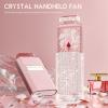 Bling Handheld Personal Fan, Rechargeable with 3 Speeds, Crystal Pull-out Portable Cooling Fan for Girls, Women - Pink Rhinestones view 2