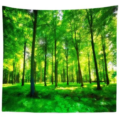 BELECO Green Forest Tapestry, 60''x40'', Rustic Cottage Nature, Unframed, Unisex, Watercolor, Green, Rectangular, Landscape, Polyester, Wall Mount, Bedroom, Dorm, Living Room