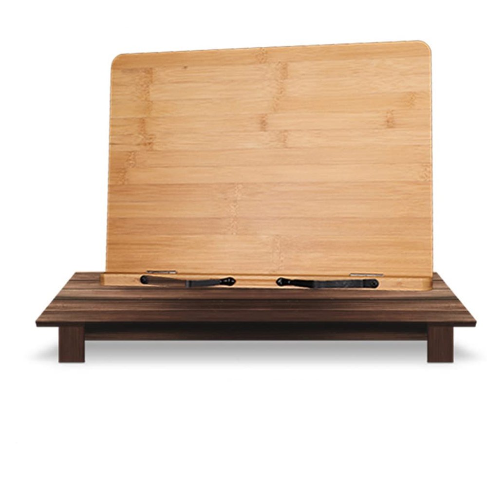 Bamboo Bookshelf Adjustable Podium Fixed Recipe Reading Table Portable [5-Level Angle Adjustment] Reading Table Temperature Folding Light and Movable,28x20cm