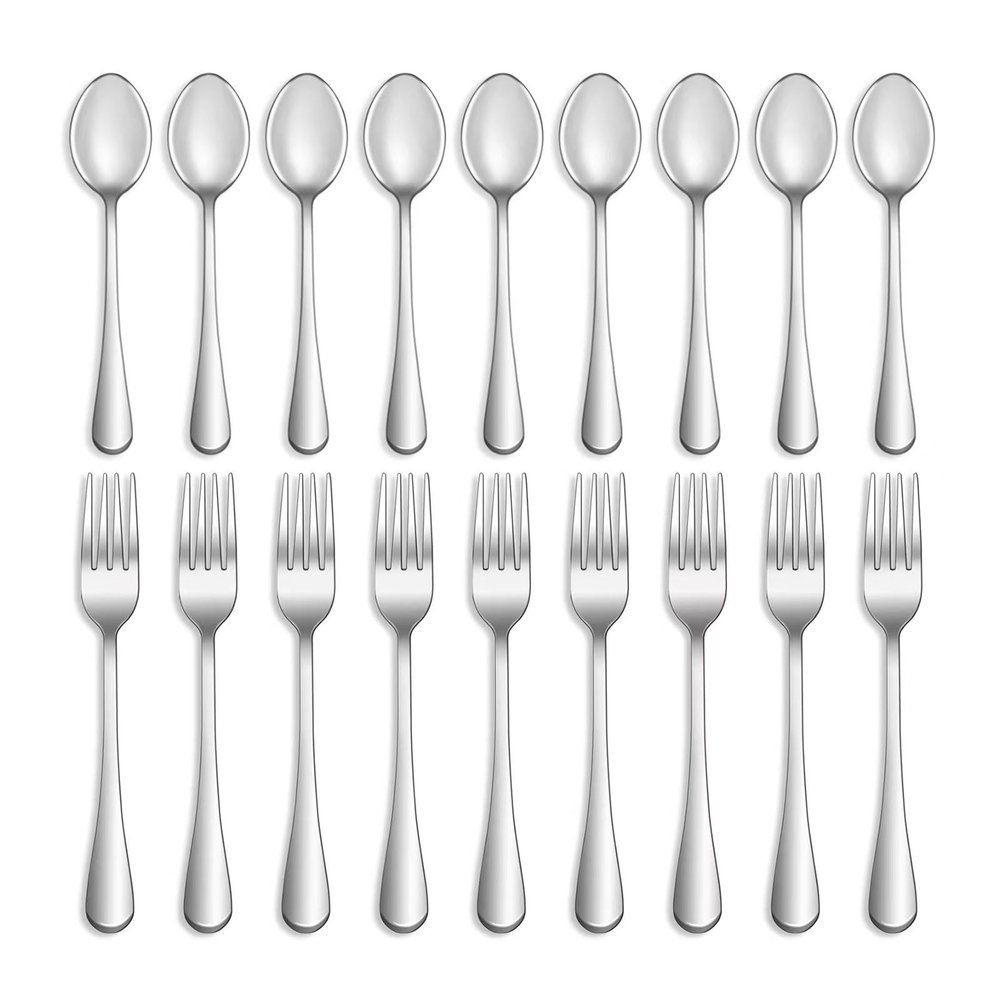 12 Pcs Forks and Spoons Silverware Set,Food Grade Stainless Steel Flatware Cutlery Set for Home,Kitchen and Restaurant,Mirror Polished,Dishwasher Safe - 6 Dinner Fork(8 inch) and 6 Teaspoon(6.5 inch)