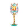 Enesco Designs by Lolita Happy 21st Birthday Hand-Painted Artisan Wine Glass, 15 Ounce, Multicolor view 1
