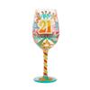 Enesco Designs by Lolita Happy 21st Birthday Hand-Painted Artisan Wine Glass, 15 Ounce, Multicolor view 2