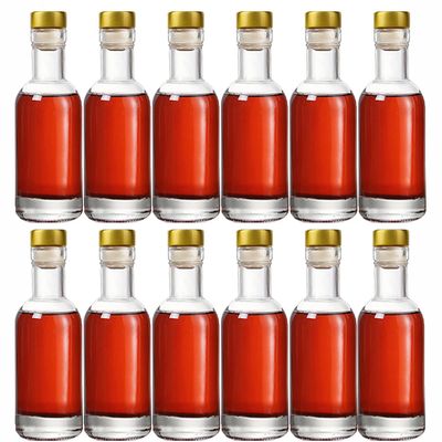 Kaachli Clear Glass Bottles 3 oz - 100ml [Pack of 12] for Wine Beverages Drinks Oil Vinegar Kombucha Beer Water Soda with Cork Stopper Airtight Lid