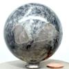 67mm Black Moonstone Sphere Sparkling Natural Crystal Ball Polished Feldspar Mineral Stone - India + Stand view 3