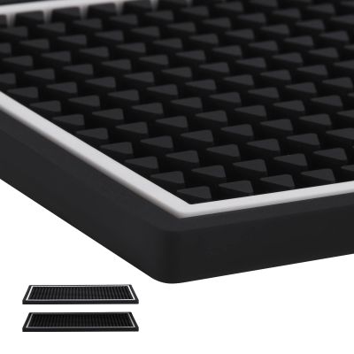 Bar Mat for Cocktail and Coffee Bar 6" x 12" Rubber Bar Service Spill Mat for Cocktail Bartender Coffee Bar or Countertop Mats Glass Drying Mat (Black)