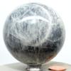 2.6" Black Moonstone Sphere Natural Mineral Ball Sparkling Feldspar Crystal Polished Stone - India + Stand view 1