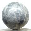 2.6" Black Moonstone Sphere Natural Mineral Ball Sparkling Feldspar Crystal Polished Stone - India + Stand view 2