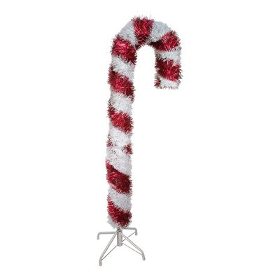 Kurt S. Adler 4-Foot Unlit Red and White Tinsel Candy Cane