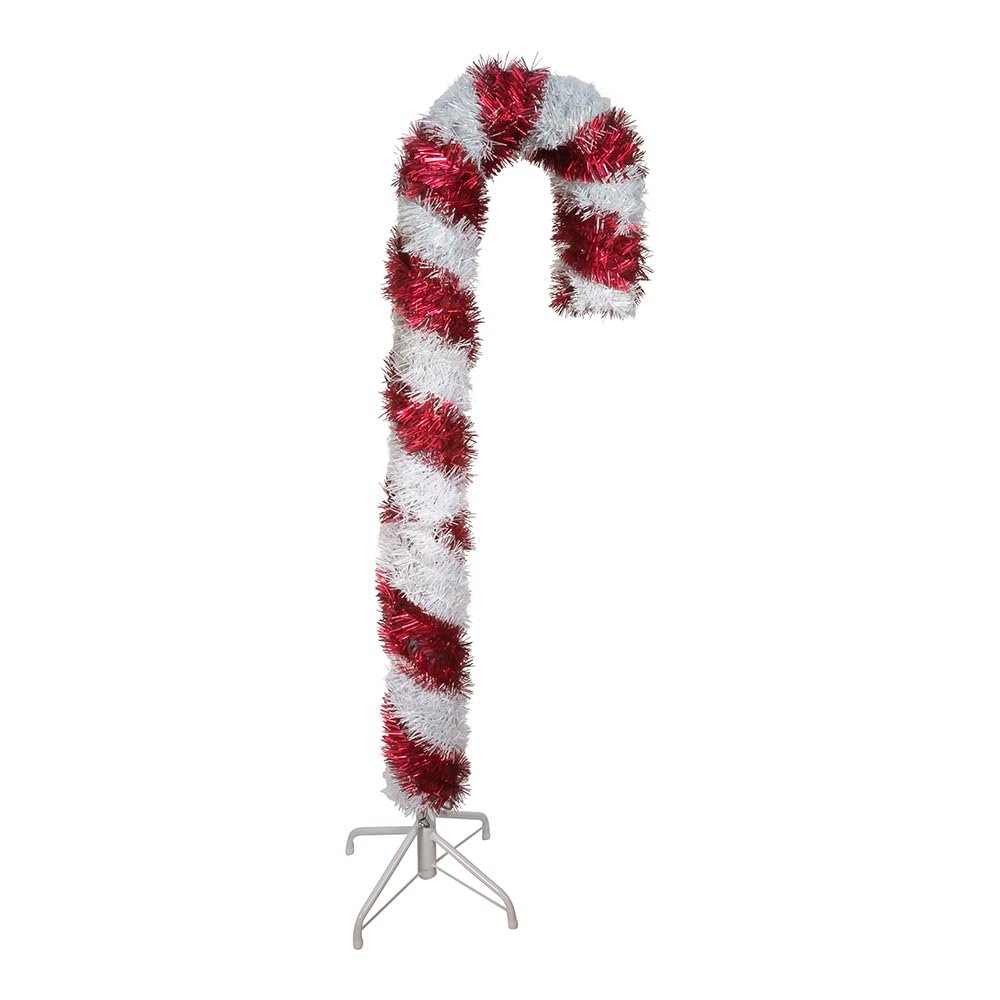 Kurt S. Adler 4-Foot Unlit Red and White Tinsel Candy Cane