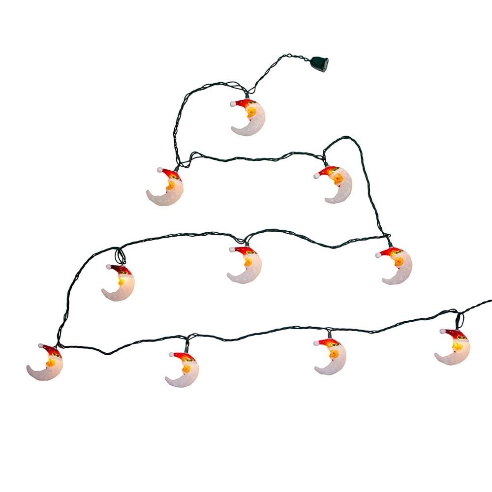 Kurt S. Adler UL 10-Light Santa Moon Face Light Set