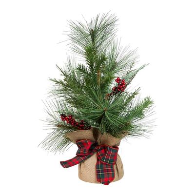18-Inch Berries and Plaid Ribbon Green Tree