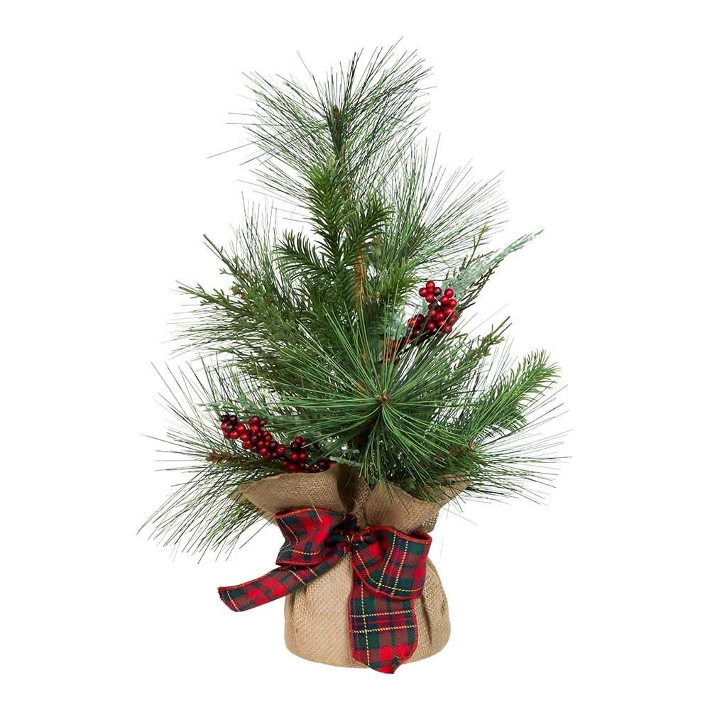 18-Inch Berries and Plaid Ribbon Green Tree