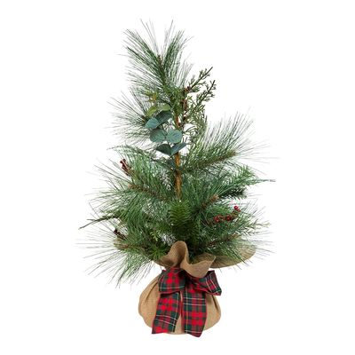 24-Inch Berries and Plaid Ribbon Green Tree