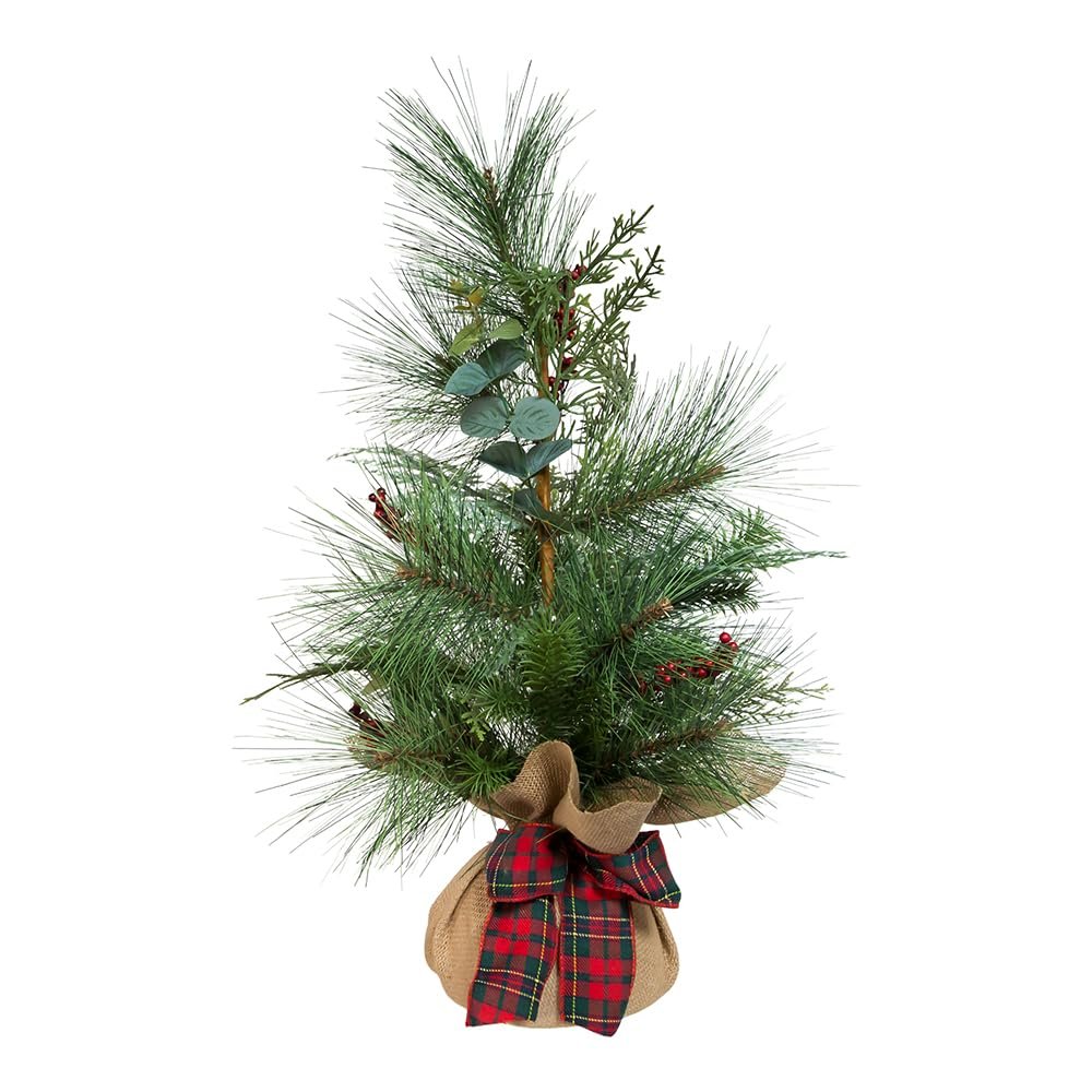 24-Inch Berries and Plaid Ribbon Green Tree