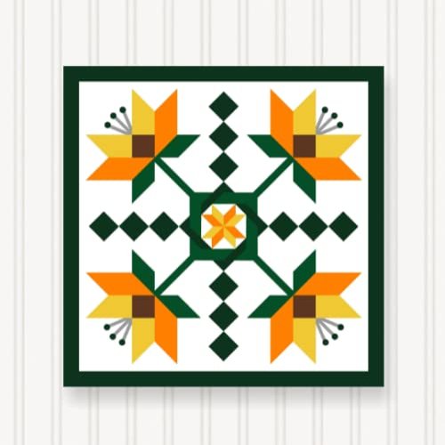 BARN Quilt Block Outdoor Square BQ104-02 | 6 Sizes | Outside Pattern | Wall Decor | Yard Art | Barn Quilt Sign | Farm Quilt Design (11.5" x 11.5" 1 Sided)