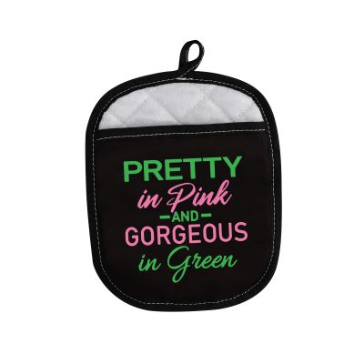 LEVLO Sorority Oven Mitts Pretty and Gorgeous in Green Oven Mitts Gift for Women Girl Kitchen Baking Lovers (Pretty)