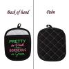 LEVLO Sorority Oven Mitts Pretty and Gorgeous in Green Oven Mitts Gift for Women Girl Kitchen Baking Lovers (Pretty) view 3