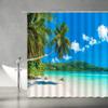 Beach Shower Curtain Tropical Ocean Palm Tree Island Seaside Summer Hawaiian Blue Sea Water Sky Coastal Nature Scenery Home Decor Bathroom Fabric Set with Hooks(70" WX70 H) view 2
