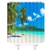 Beach Shower Curtain Tropical Ocean Palm Tree Island Seaside Summer Hawaiian Blue Sea Water Sky Coastal Nature Scenery Home Decor Bathroom Fabric Set with Hooks(70" WX70 H) view 3