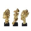 aboxoo 3 Pcs Thinker Statue, Silence is Gold Abstract Art Figurine, See No Evil Hear No Evil Speak No Evil Statues, Modern Resin Sculptures Decor for Living Room, Home, Office Study (Gold) view 1