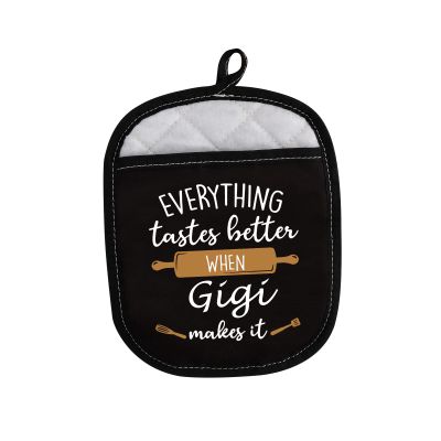 LEVLO Best Mother Father Baking Cooking Gifts Everything Tastes Better When Mimi/Grandma/Nana/Papa/Nonna/Gigi Makes It Oven Mitts (Gigi)