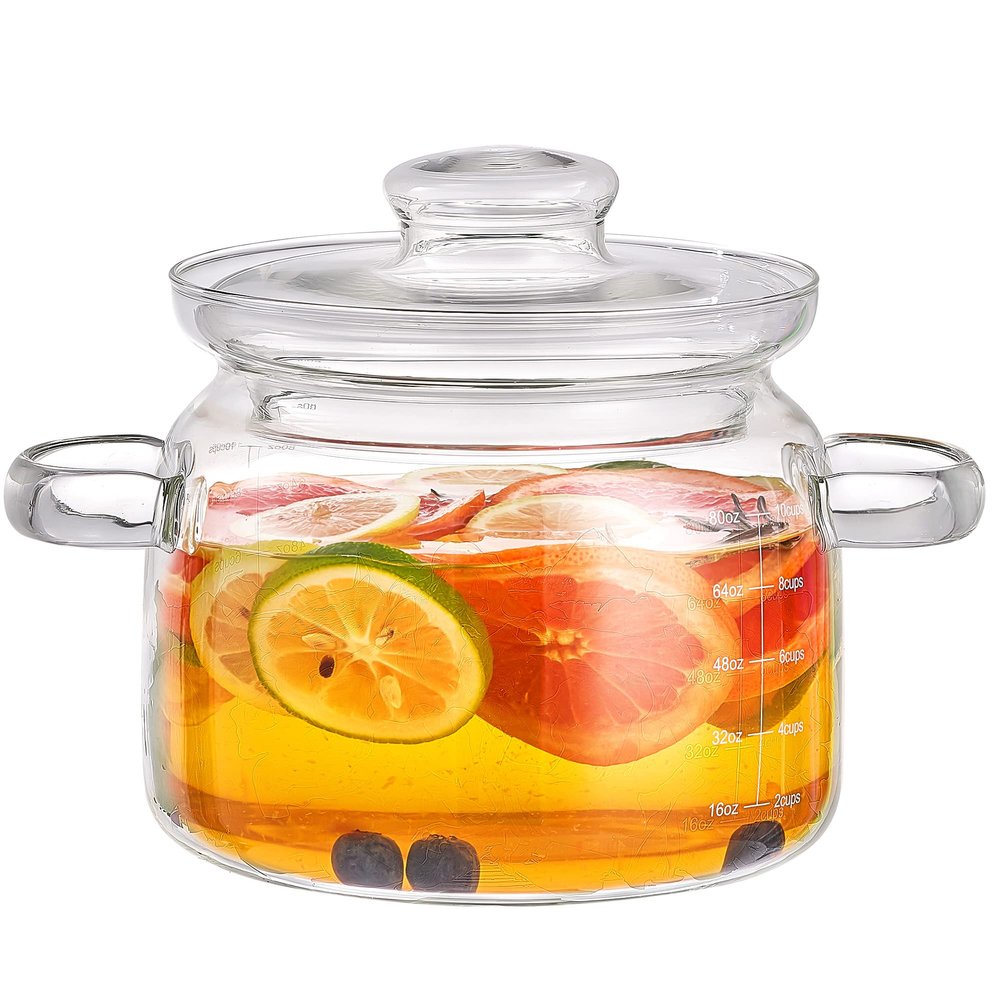 3 Quart Simmer Pot, Potpourri,Heat-Resistant Borosilicate Glass Pot for Cooking on Stove with Lid,Glass Saucepan Cookware for Pasta, Baby Food & Milk,Microwave,and Dishwasher Safe