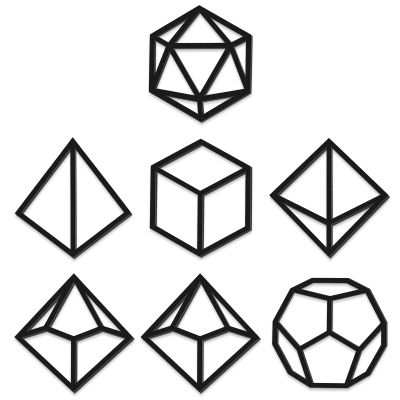Amyhill 7 Pcs Dice Wall Art Wooden Dice Wall Decor Tavern Wooden Outline Decoration Geometric Home Decor for Bedroom Living Room Teenager Boy Game Room(Black)