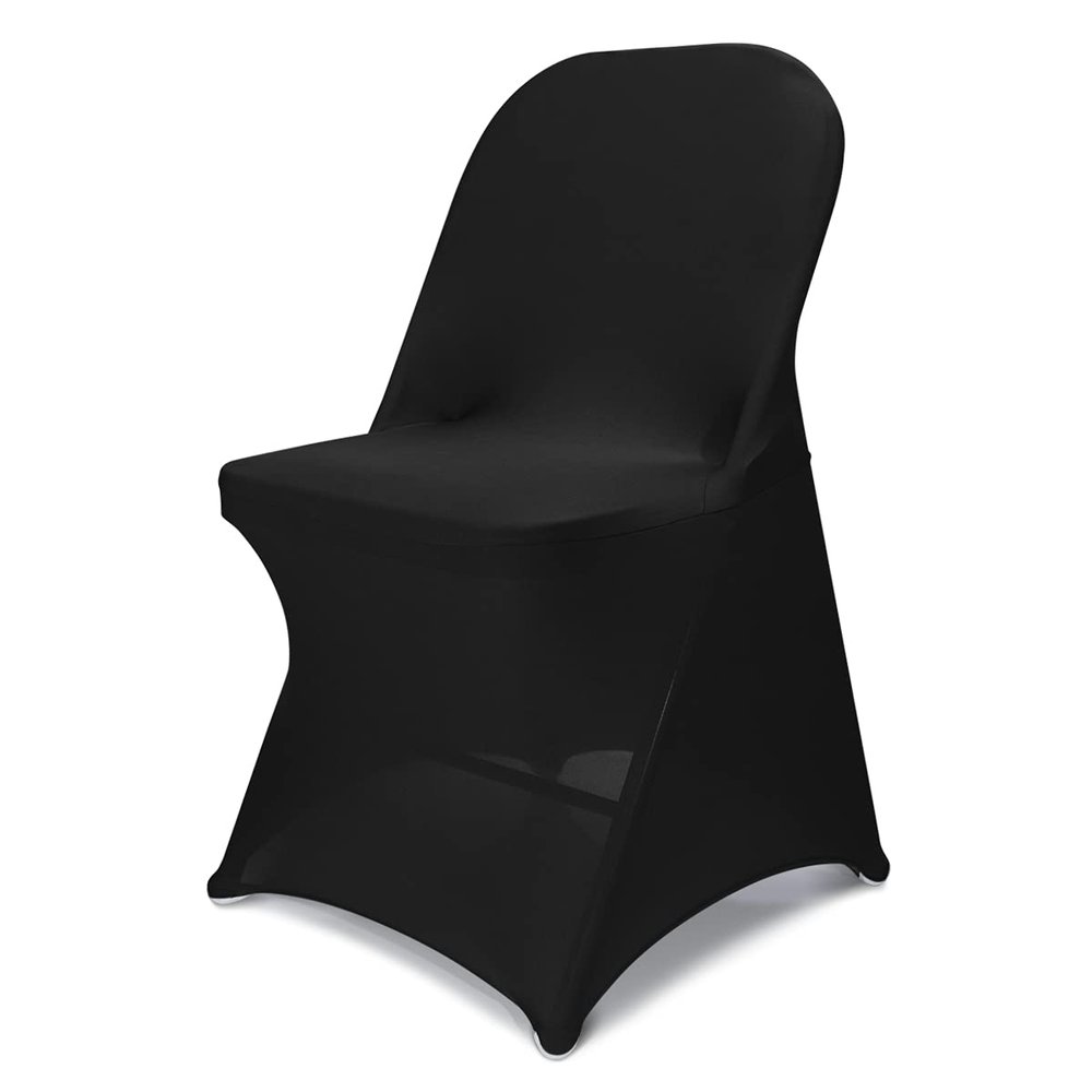 Babenest Spandex Folding Chair Covers - 50 PCS Halloween Upgraded Universal Stretch Washable Fitted Chair Slipcovers Protector for Wedding, Holidays, Banquet, Party, Celebration (Black)