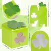 Whaline 24Pcs St. Patrick's Day Treat Boxes with Window 3 Green Color Shamrock Clover Cardboard Box Candy Cookie Boxes for Irish Holiday Party Favors Sweet Goodie Container view 2