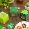 Whaline 24Pcs St. Patrick's Day Treat Boxes with Window 3 Green Color Shamrock Clover Cardboard Box Candy Cookie Boxes for Irish Holiday Party Favors Sweet Goodie Container view 4