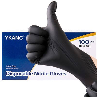 YKANG Black Disposable Nitrile Gloves, 100 PCS, Food Safe, Cooking & Cleaning Gloves (Small)