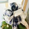 CT CRAFT LLC Blue Snowflake Christmas Tree Topper Bow 11" with 4 Ribbon Streamers x 3 Yards Long Each for Holidy Elegant Fancy Home Dcor Indoor view 4