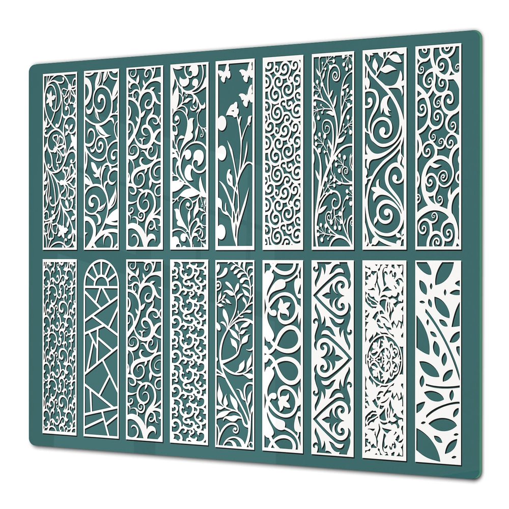 Concept Crystal HUGE Carving Board Worktop saver Glass Kitchen Board; MEASURES: SINGLE: 80 x 52 cm (31,5 x 20,47); DOUBLE: 40 x 52 cm (15,75 x 20,47); DD37 Vintage leaves and patterns Series