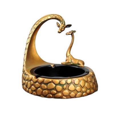 UYVI Ashtray Ashtray Resin Retro Ashtrays Cute Giraffe Shape Portable Large Capacity Ash Tray Exquisite Multifunction for Men Smokers Gifts Beautifully Decorated (Color : Gold)