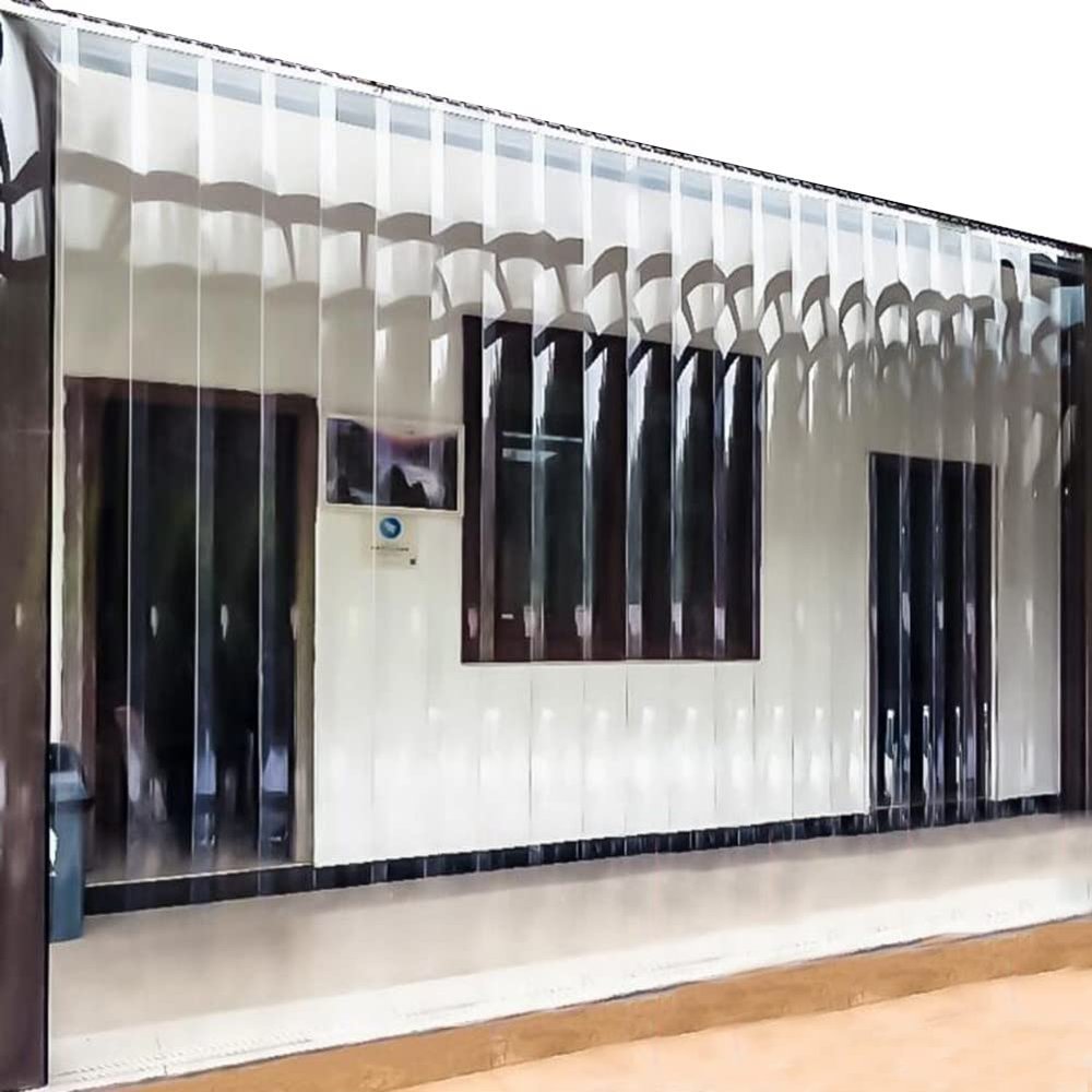 Etlegor PVC Plastic Vinyl Strip Curtain, Door Strip Kit for Freezer Room 2.4mm Ultra Clear Transparent Patio Windbreak Panel for Coldroom Warehouse Catering Aluminum Alloy Guide Rail