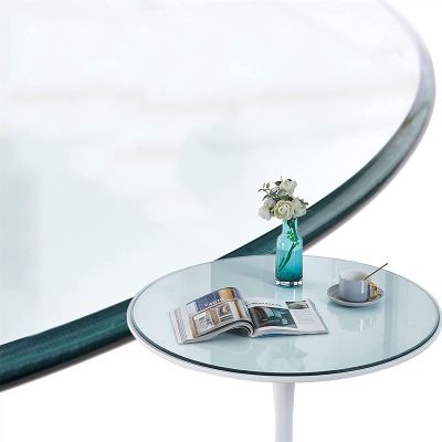 KDLKCT6 Tempered Glass Table Top 16 to 32 Inch 1/3" Thick, Round Clear Plate Glass, Polished Edge, Easy to Install, with Suction Cup, High Temperature Resistance - Dining Table Glass Table Top