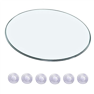 KDLKCT6 Round Tempered Glass Table Top, 50cm/55cm/58cm/60cm/68cm/70cm/78cm/80cm, Kitchen Dining Coffee Desk Cover, Polished Edge, Clear Plate Glass, Good Elasticity, Strong Hardness