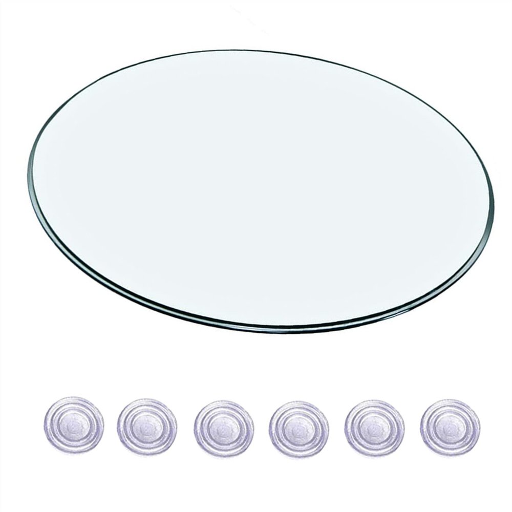 KDLKCT6 Round Tempered Glass Table Top, 50cm/55cm/58cm/60cm/68cm/70cm/78cm/80cm, Kitchen Dining Coffee Desk Cover, Polished Edge, Clear Plate Glass, Good Elasticity, Strong Hardness