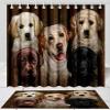 Rustic 5 Labrador Retriever Dogs Bath Mat & Shower Curtain Combo Non-Slip Bathroom Decor Plush Rug Mat Polyester Bathtub Curtain Screens with Hooks (BM 20''x 32'', SC 69"x72") view 1