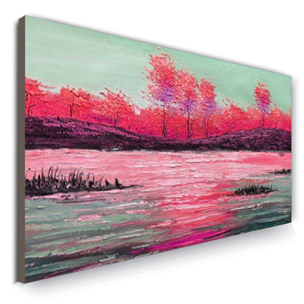 100% Hand-Painted Original Oil Painting Hand Painted Art Landscapes Valley Style Antique Oil Painting Landscape Landscape Oil Painting On Canvas 64X32Inch Unframed