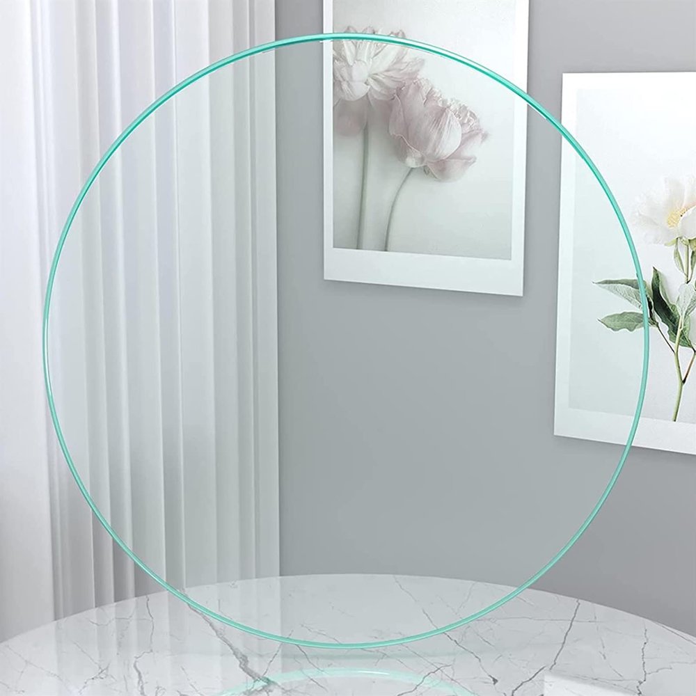 KDLKCT6 Tempered Glass Table Top 38 45 50 55 60 65 75 80 cm,Clear Round Glass Top,Size Can Be Customized,Thick : 9mm/0.35inch,Polished Edges,Shatterproof,Helps Stabilize The Table