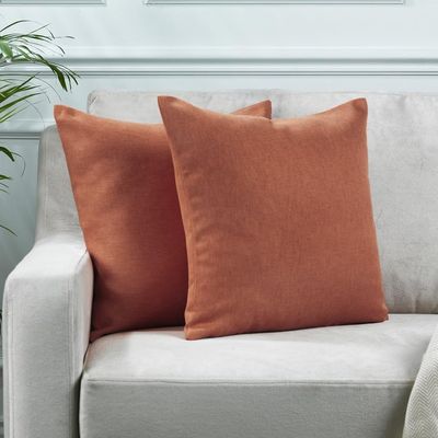 CASANEMA Solid Cushion Cover Super Soft & Cozy Home Dcor Throw Pillow Case Home for Chair Couch Bedroom & Livingroom Dcor Pillowcase with Invisible Zipper Set of 2 Pieces - Brick 22"x22" Each