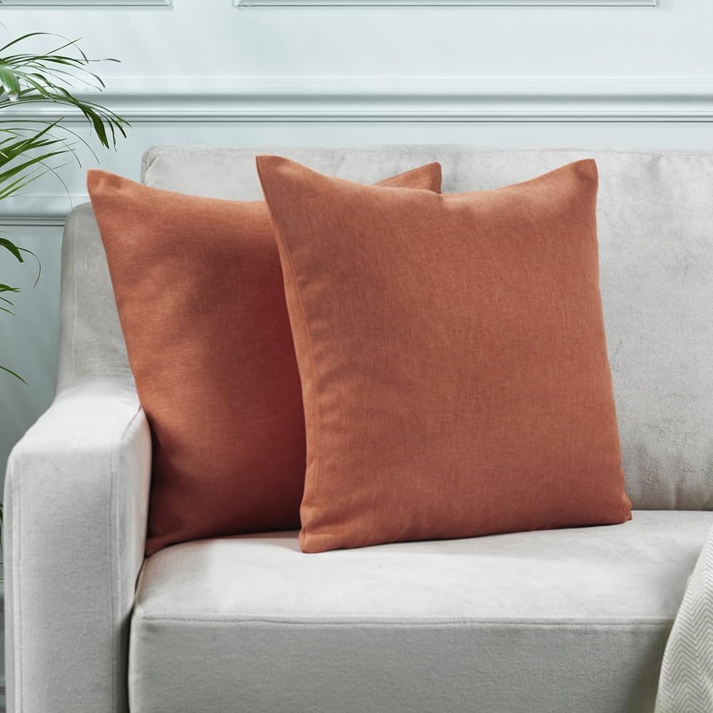 CASANEMA Solid Cushion Cover Super Soft & Cozy Home Dcor Throw Pillow Case Home for Chair Couch Bedroom & Livingroom Dcor Pillowcase with Invisible Zipper Set of 2 Pieces - Brick 22"x22" Each