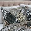 3 Piece Animal Print Bedspread Leopard Zebra Cheetah Printed Quilt Set Jungle Rustic Cabin Theme Bedding Reversible Black White Queen Size Coverlet for All Season (Queen, Black) view 3