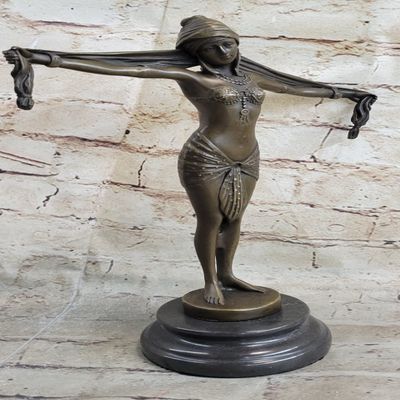 Demetre Chiparus Fan Dancer Bronze Sculpture Signed Art Deco D.H. Chiparus Sale