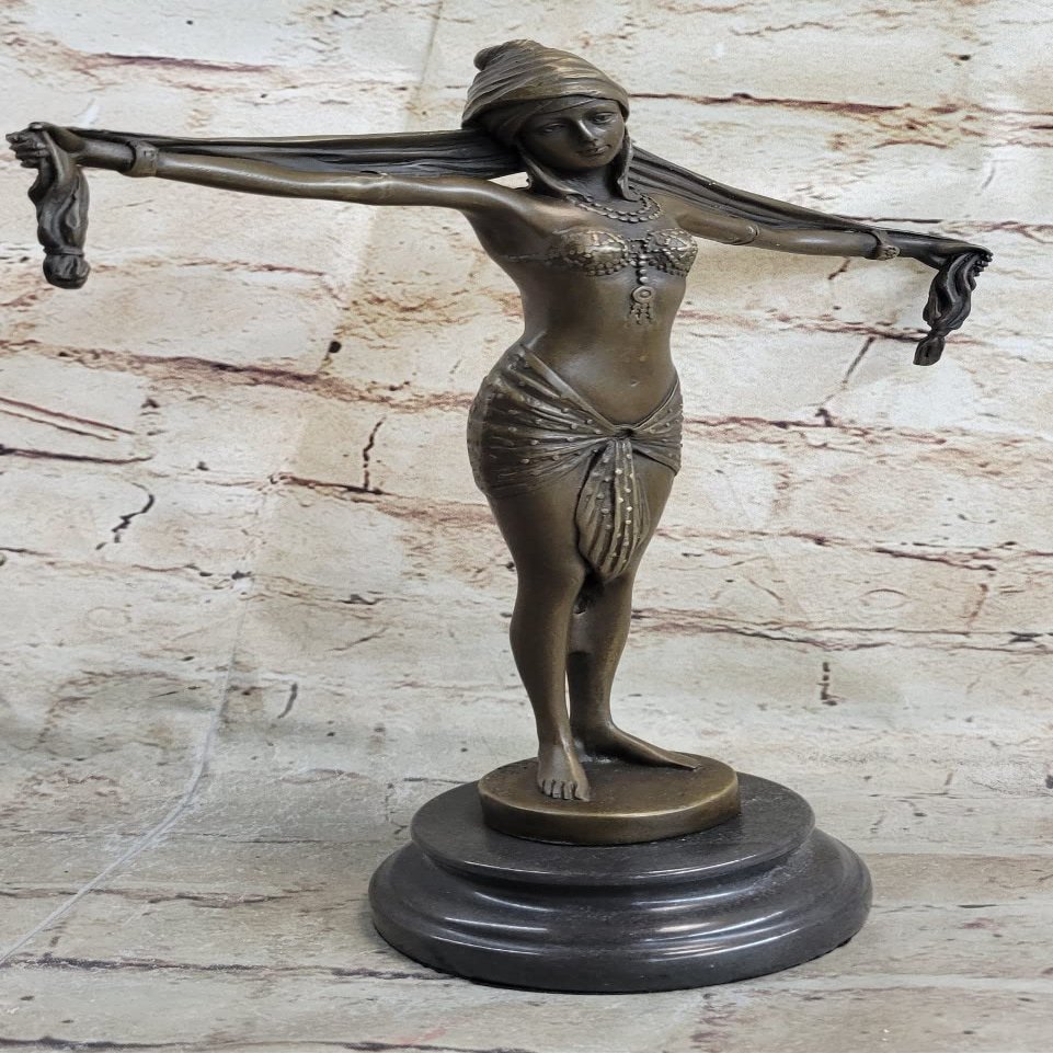 Demetre Chiparus Fan Dancer Bronze Sculpture Signed Art Deco D.H. Chiparus Sale