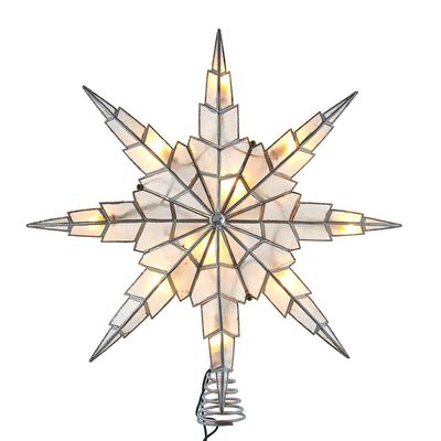 10-Light 15-Inch 8-Point Capiz Silver Star Tree Topper